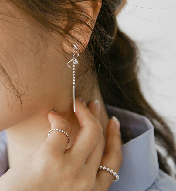 韓國曲線鍊條造型綴飾耳環
