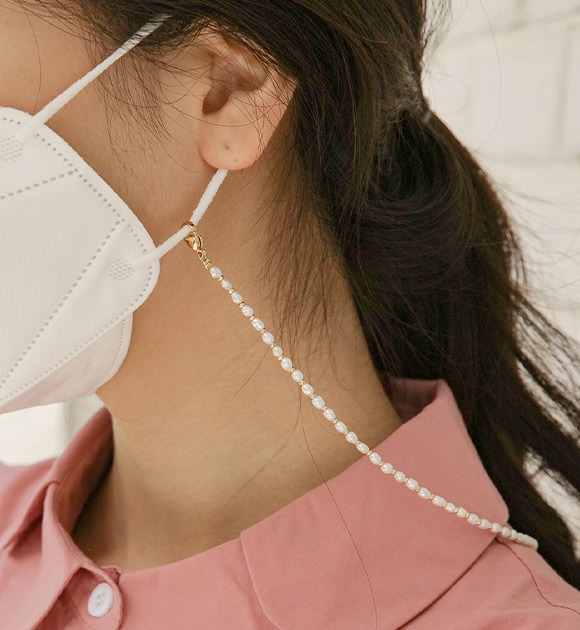 韓國小珍珠鉤釦口罩掛鍊