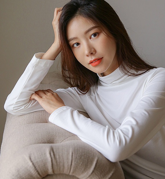 韓國發熱機能高領彈力純色T恤