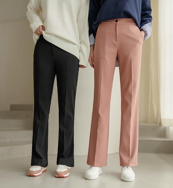 韓國隱形鬆緊帶單釦喇叭西裝褲