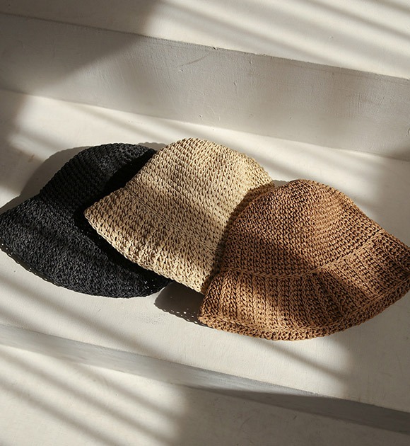 韓國輕盈感紙草編織漁夫帽