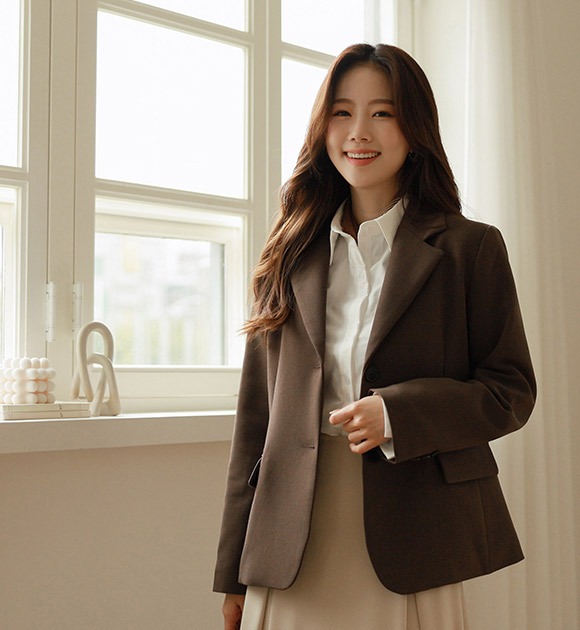 韓國柔彈質感單排釦西裝外套