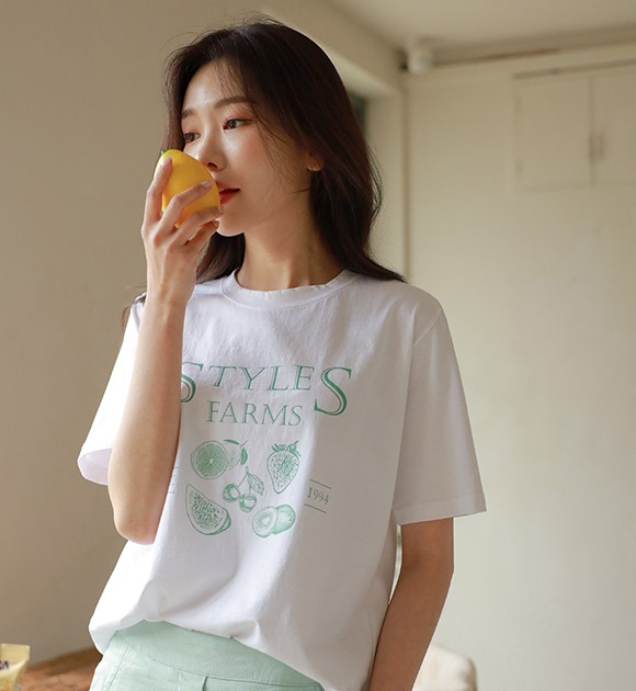 韓國水果印花短袖T恤