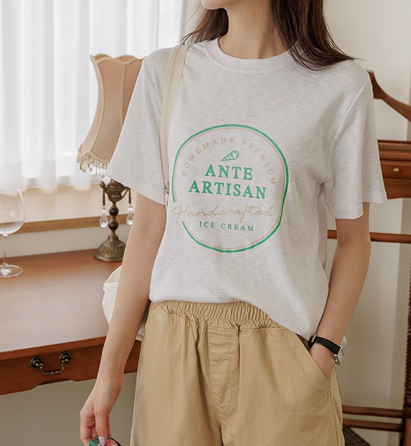 韓國圓圈印花莫代爾混紡T恤