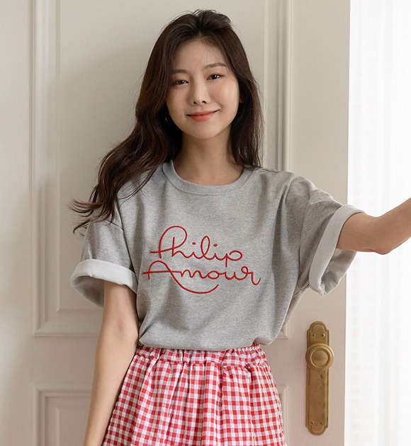 韓國立體刺繡特雙面短袖T恤