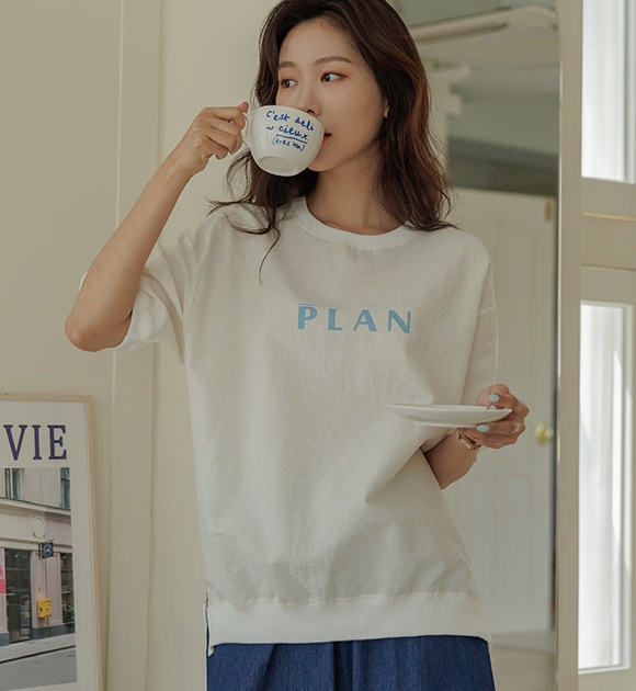 韓國亞麻英文字幕衛衣短袖T恤