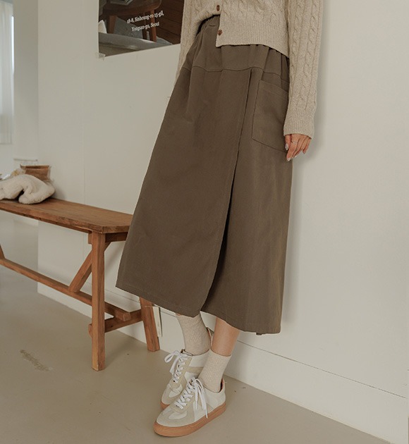 韓國交疊造型刷毛褲裙