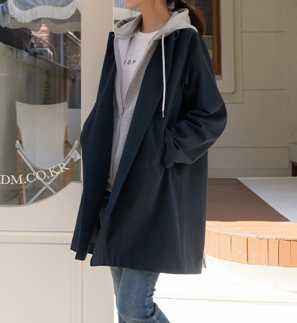 韓國寬鬆中長版風衣外套