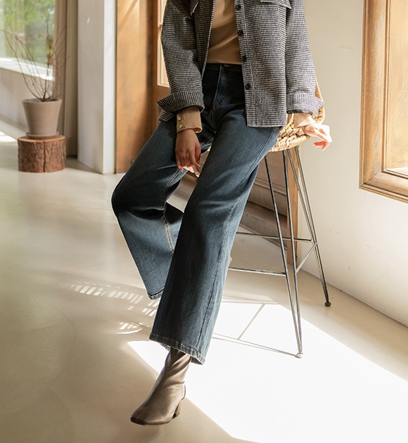 韓國隱形鬆緊寬版牛仔褲