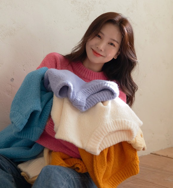 韓國羊毛混紡寬鬆針織上衣