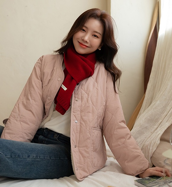 韓國仿羊絨絎縫保暖外套