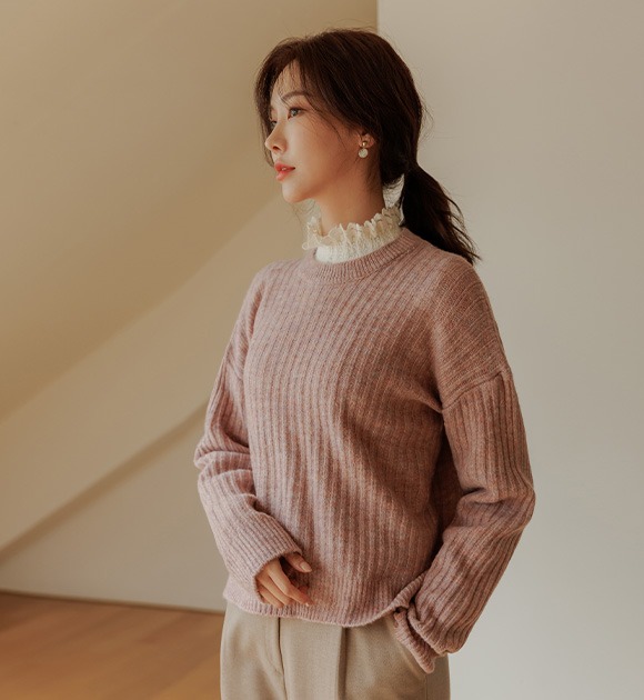 韓國加長袖寬鬆針織上衣