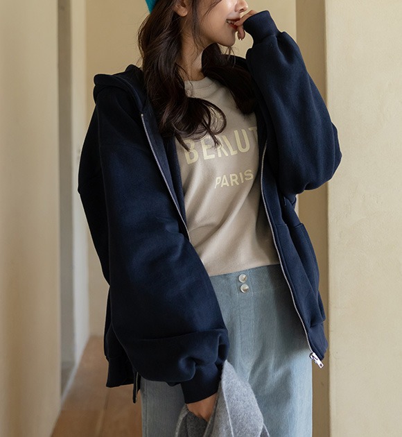 韓國袋鼠口袋刷毛連帽T恤