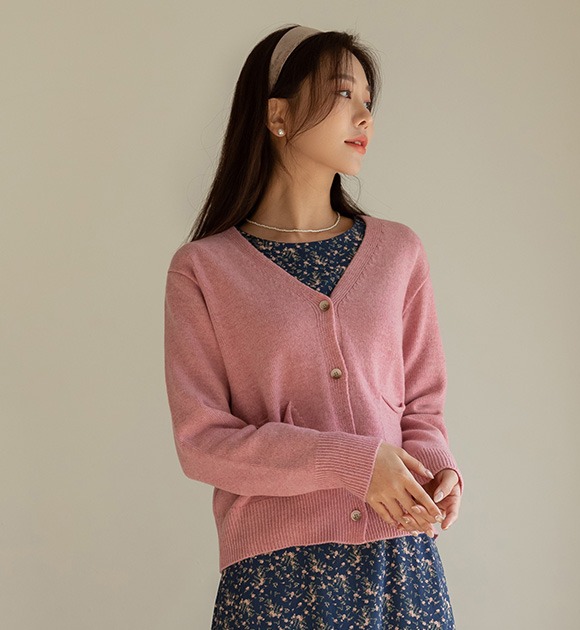 韓國羊毛混紡V領針織外套
