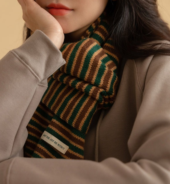 韓國標籤條紋圍巾