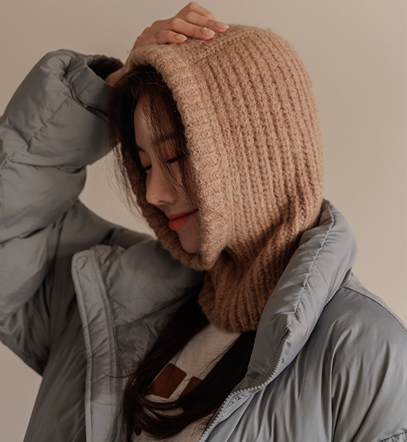 韓國羊毛混紡羅紋套頭帽