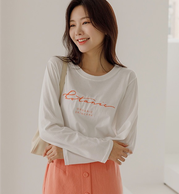 韓國字母長袖棉質T恤