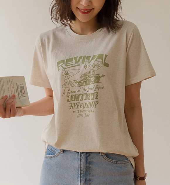 韓國短袖棉質字母T恤