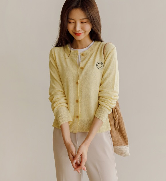 韓國刺繡排釦針織外套