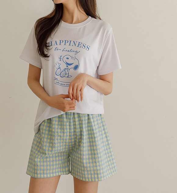 韓國短袖T恤鬆緊腰睡褲套裝