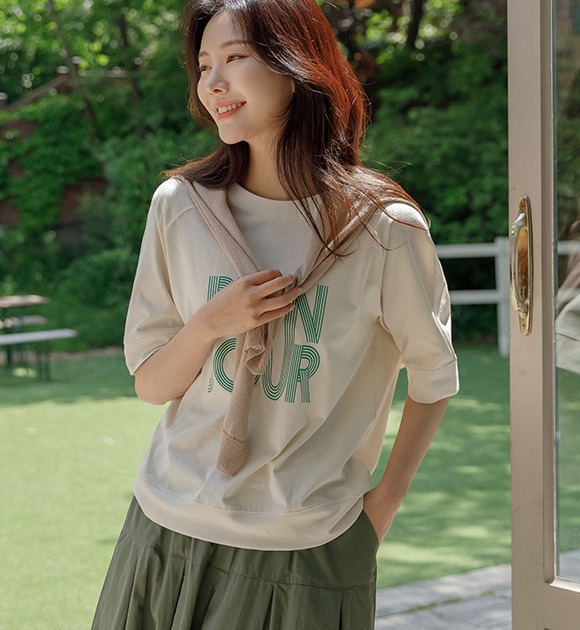 韓國拉克蘭袖棉混紡T恤