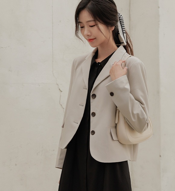 韓國簡約短版西裝外套