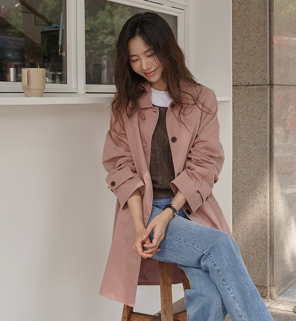 韓國中長風衣外套
