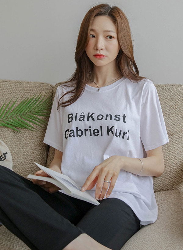韓國特色造型印字中長版短袖T恤