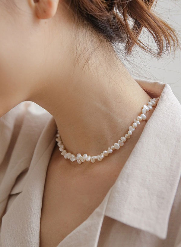 韓國不規則造型串接珍珠項鍊