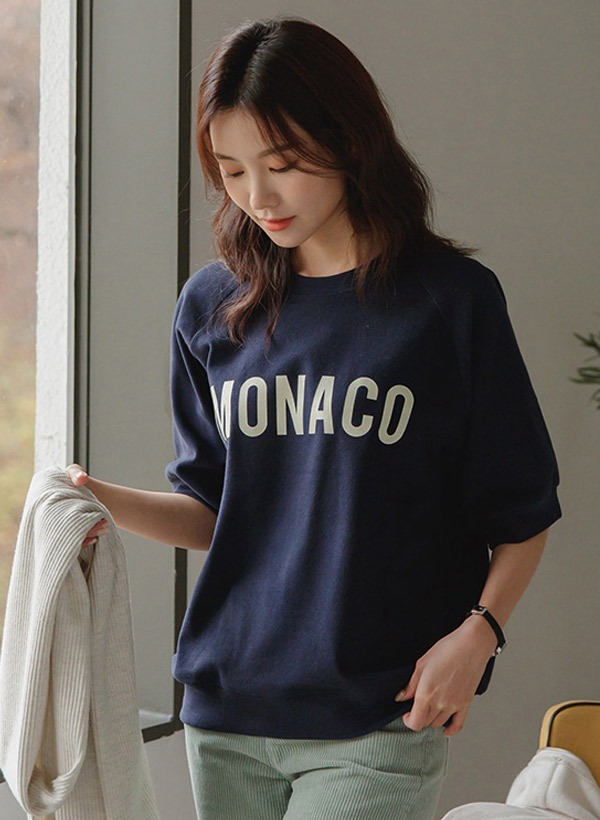 韓國MONACO印字磨毛短袖T恤