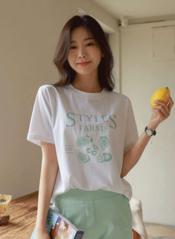 韓國水果印花短袖T恤