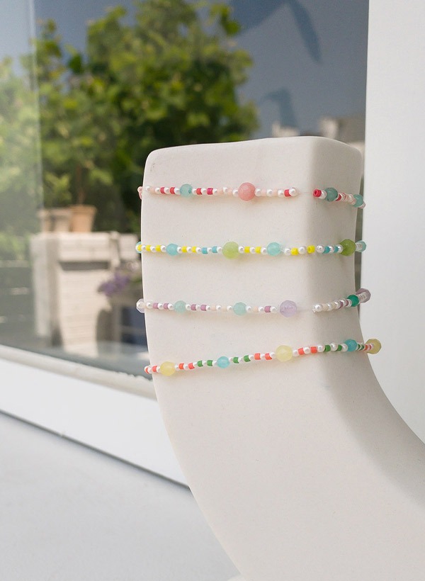 韓國五顏六色人造珍珠珠串手鍊