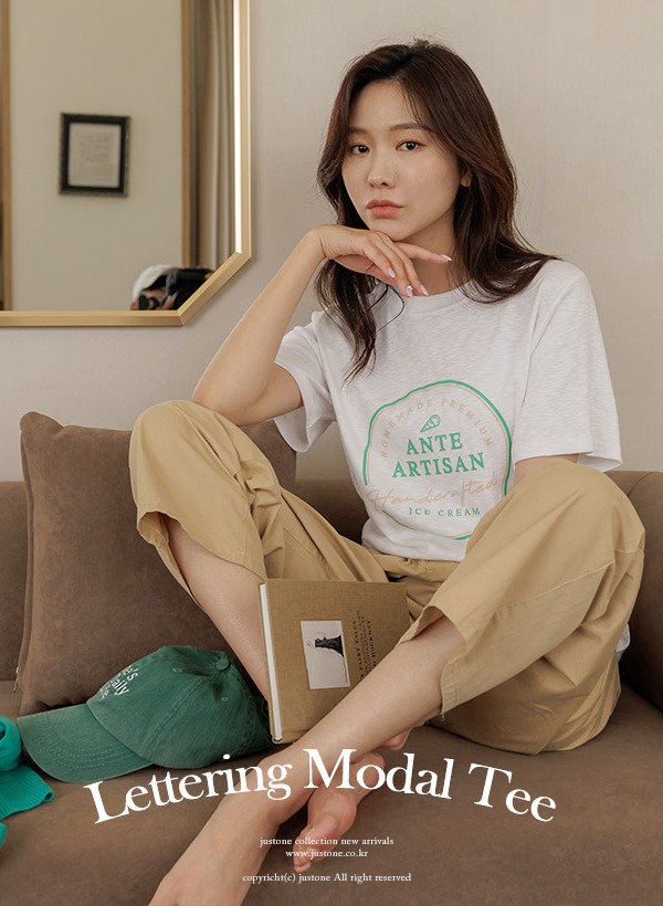 韓國圓圈印花莫代爾混紡T恤