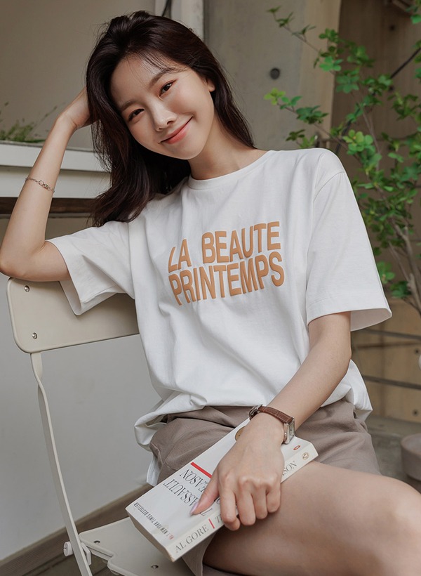 韓國發泡印花短袖T恤