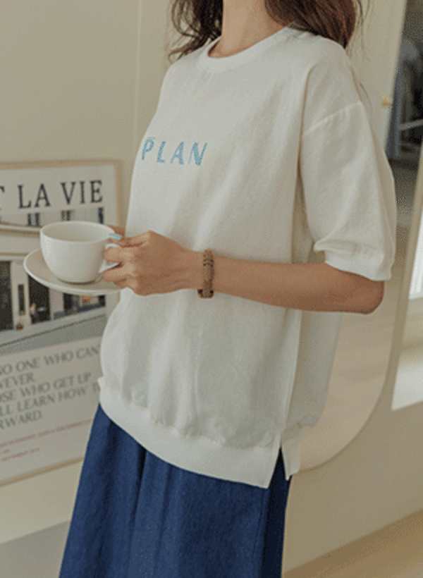 韓國亞麻英文字幕衛衣短袖T恤