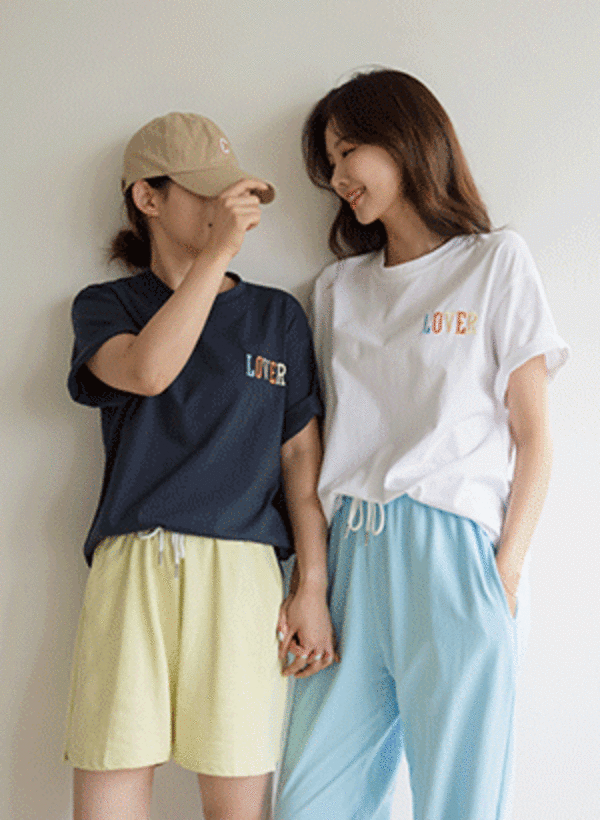 韓國橡膠刺繡絲光紗短袖T恤