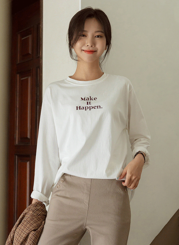 韓國前側字母圓領T恤