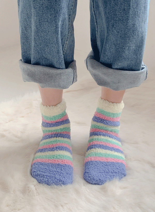 韓國條紋中筒襪