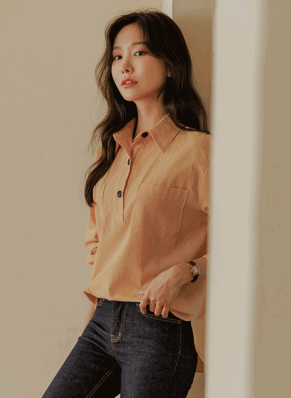 韓國格紋寬鬆襯衫