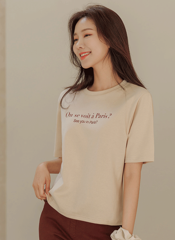 韓國前側字母短袖T恤