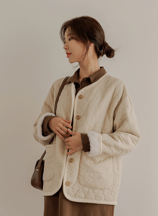 韓國內絨毛絎縫保暖外套