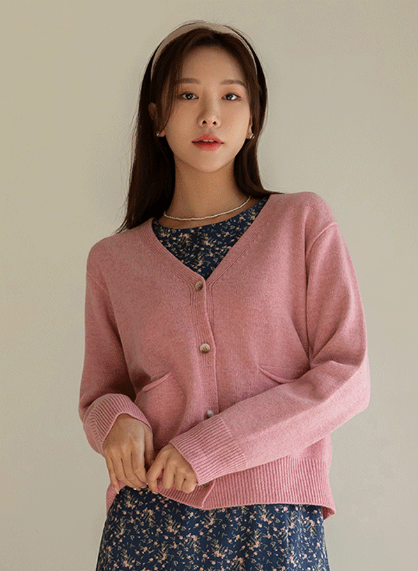 韓國羊毛混紡V領針織外套
