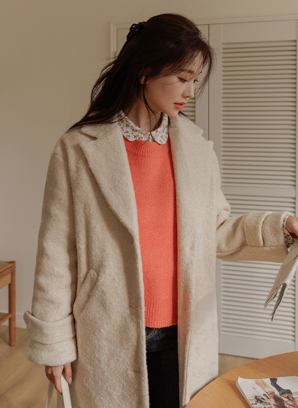 韓國絎縫內裡單排釦長版大衣