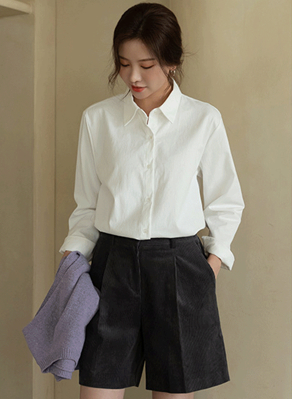 韓國排釦刷毛襯衫