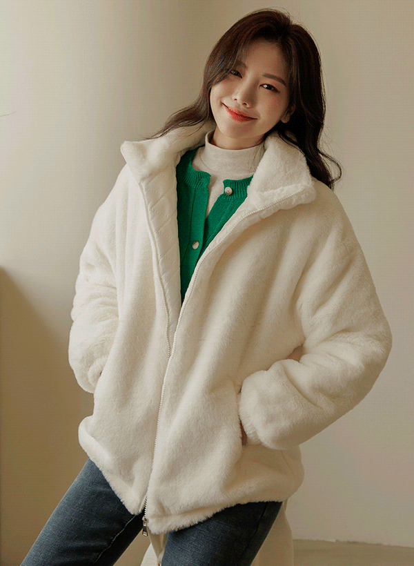 韓國仿皮草絎縫內裡休閒外套