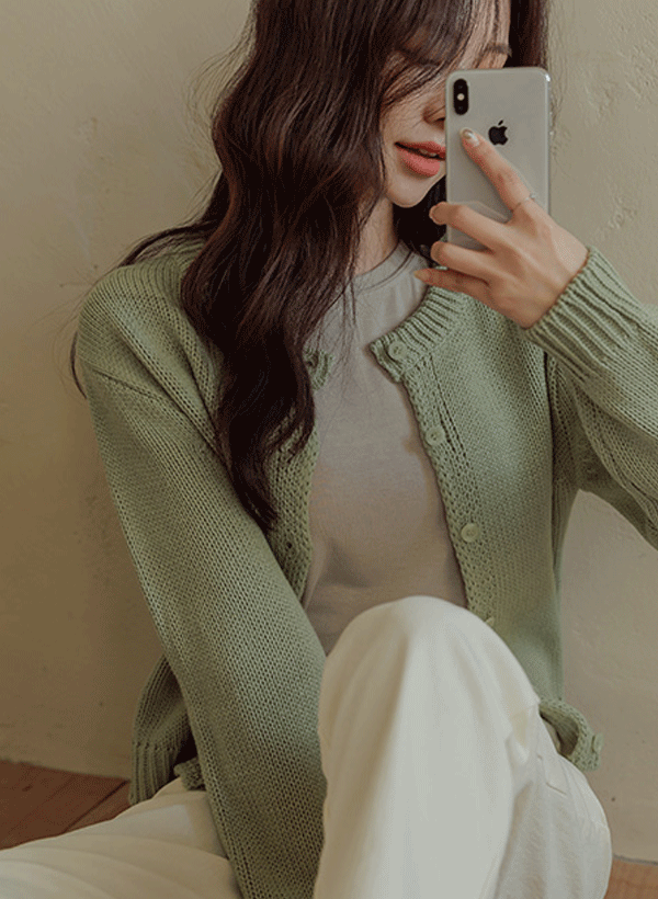 韓國純色排釦針織外套