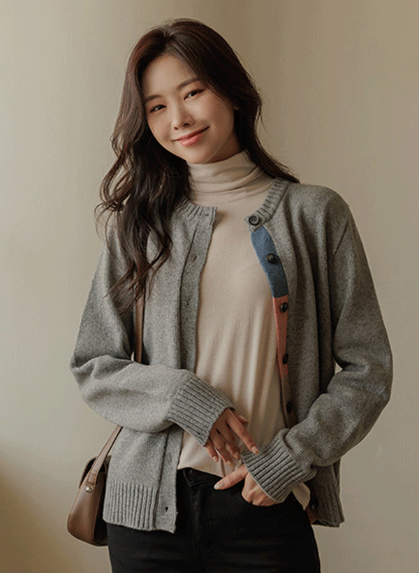 韓國羊毛混紡排釦針織外套