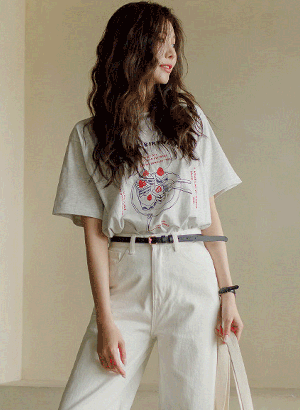 韓國圖案棉質短袖T恤