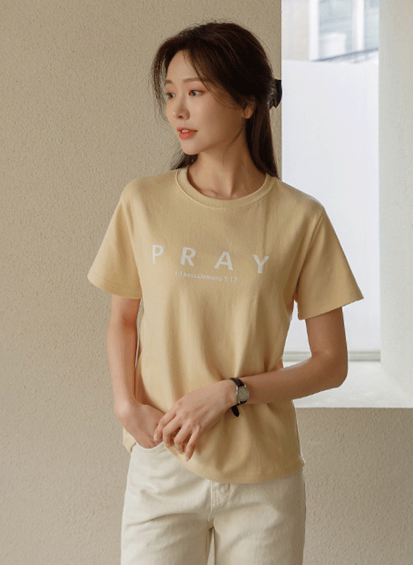 韓國字母收邊圓領T恤