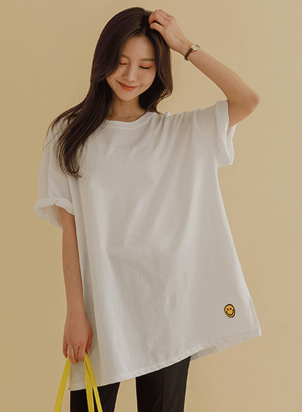 韓國笑臉刺繡短袖T恤